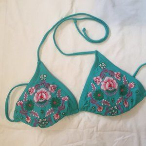 Embroidered Floral Bikini Top